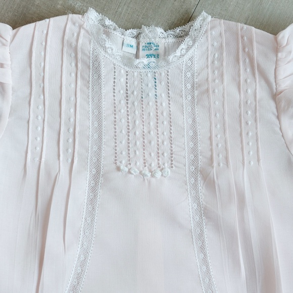 Pink Heirloom Dress with Slip Vintage Style Feltman Brothers Lace Inlay NWT - Picture 2 of 6